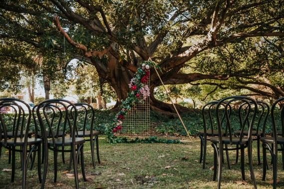 Black Bentwoods and Triangle Gold Arbour with Florals